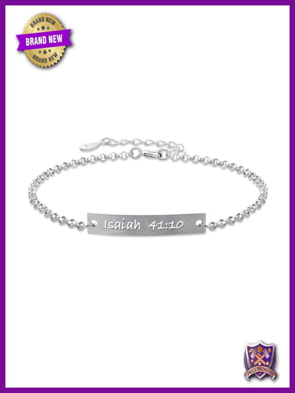 925 Sterling Silver Christian Bracelet - Isaiah 41 10 Inspirational Jewelry for